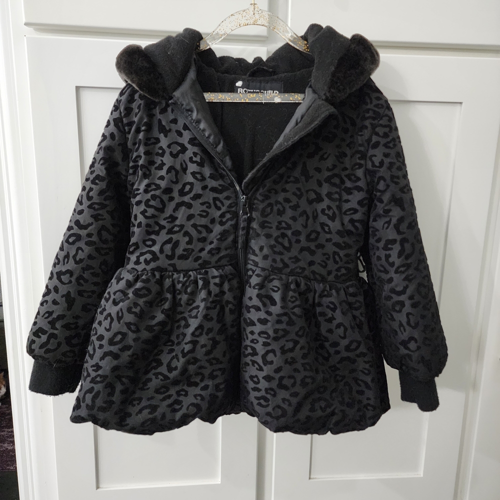Rothschild Black Leopard Print Puffer Jacket